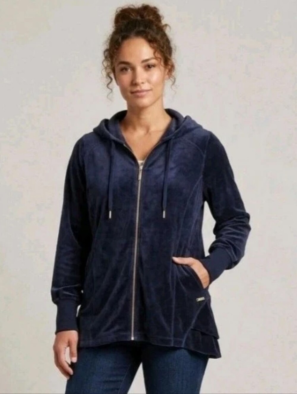 Calvin Klein Performance Quick Dry Velour Track Jacket Blue Velvet Hoodie 2XL